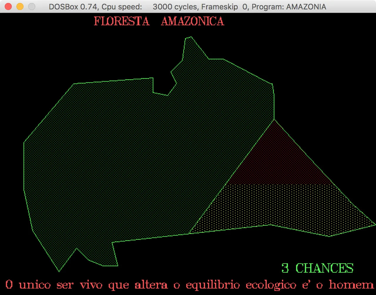 The Amazonia game that Pedro programmed while in middle school.